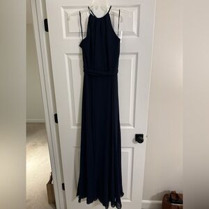Elegant Navy Blue Halter Dress